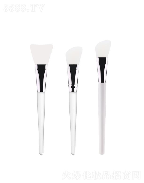 卓爾雅美容彩妝白色硅膠面膜刷    透明柄柔軟   斜頭面膜工具化妝刷